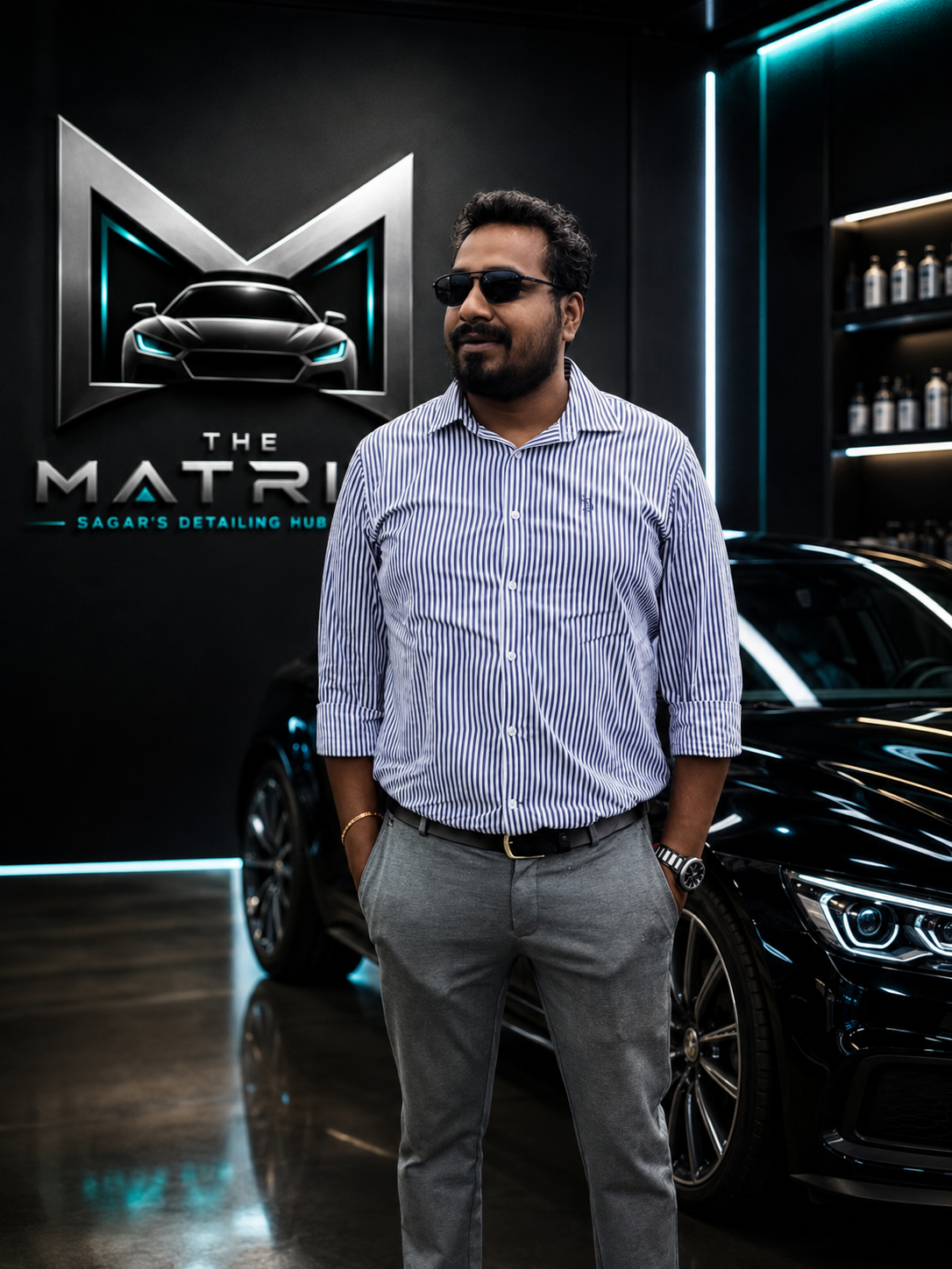 Sagar, founder of The Matrix Detailing Hub, in the studio